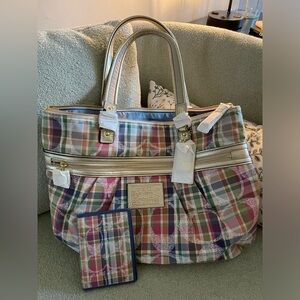Authentic Coach tote and matching wallet.